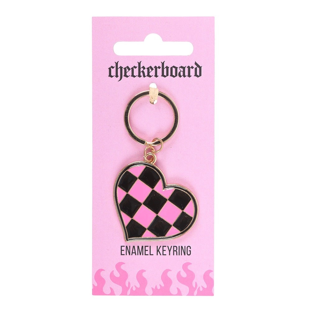 Something Different - Checkerboard Heart Keychain - Multicolours